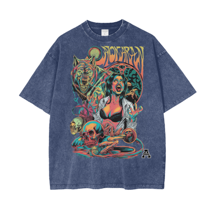 Aonaran Graphic Acid Wash Oversize T-Shirt