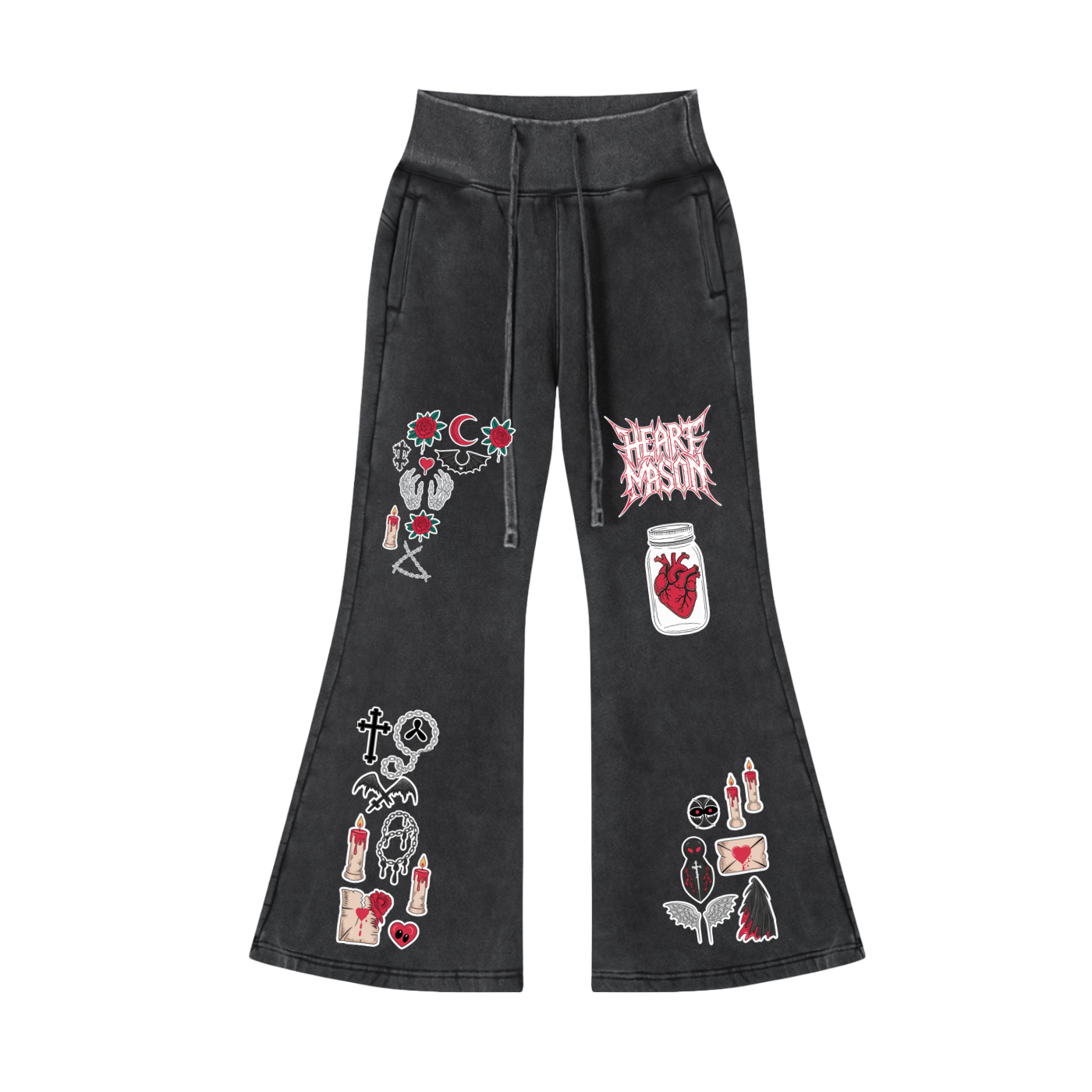 Heart Mason Vintage Washed Flared Fleece Pants