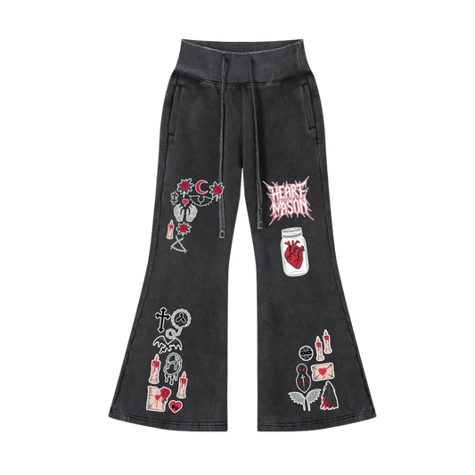 Heart Mason Vintage Washed Flared Fleece Pants
