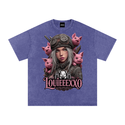 Louieeexxo Snow Washed Oversized Cotton T-Shirt