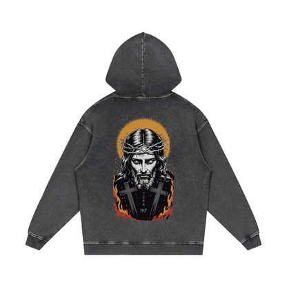 Jesus is King Acid Wash Oversize Hoodie