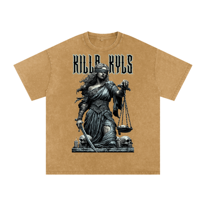 killakyls Snow Washed Oversized Cotton T-Shirt