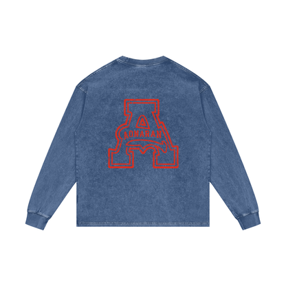 Aonaran Elementals Acid Wash Oversize Long Sleeve T-Shirt