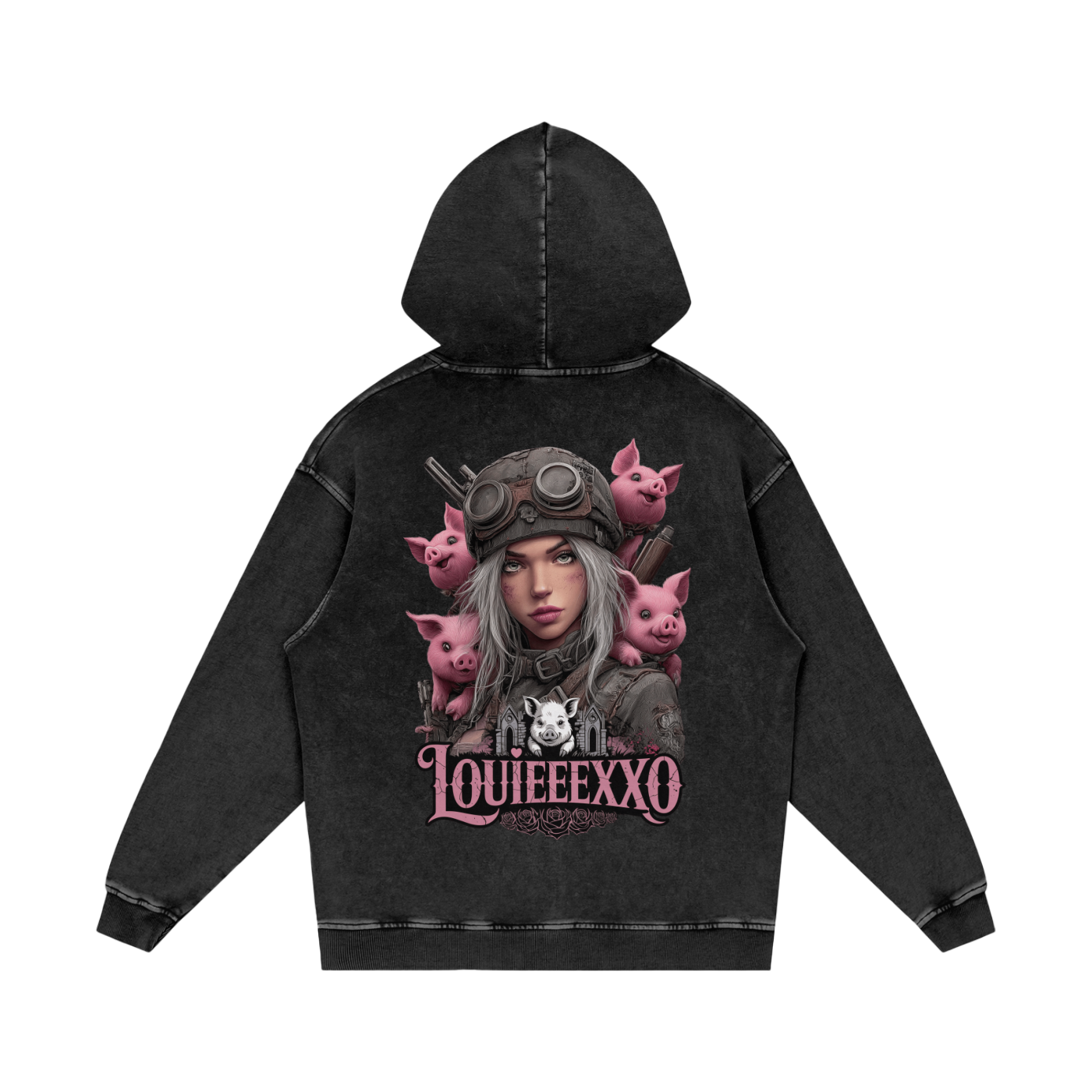 Louieeexxo Snow Washed Loose Cotton Hoodie