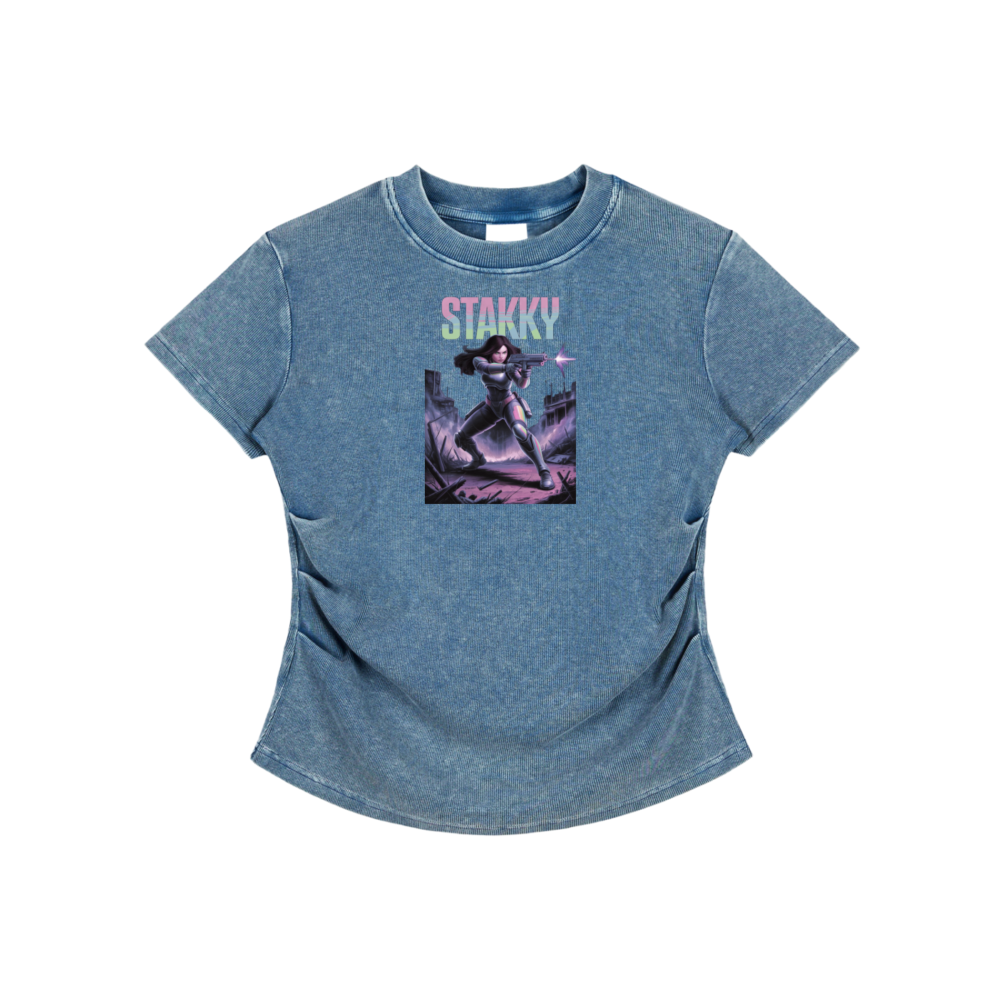 Stakky Season 2 Vintaged-Wash Bodycon Cotton T-Shirt