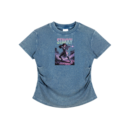 Stakky Season 2 Vintaged-Wash Bodycon Cotton T-Shirt