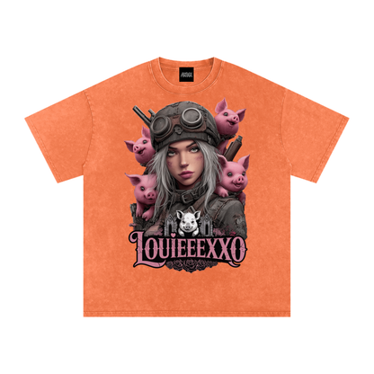 Louieeexxo Snow Washed Oversized Cotton T-Shirt