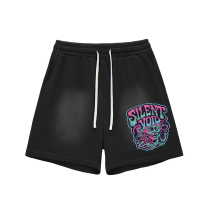 Aonaran 1 OFF Sun Fade Raw Edge Cotton Shorts