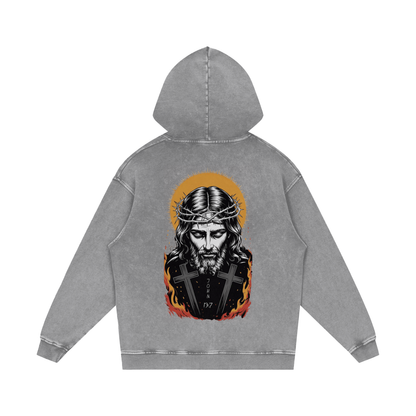 Jesus is King Acid Wash Oversize Hoodie