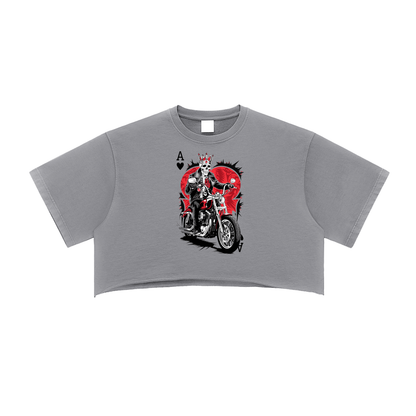 Aonaran Ace Snow Washed Raw Edge Crop Top