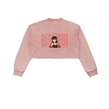Heyitzmiks Snow Washed Raw Edge Cropped Sweatshirt