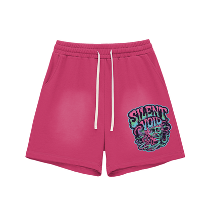 Aonaran 1 OFF Sun Fade Raw Edge Cotton Shorts