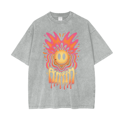 Aonaran Graphic Acid Wash Oversize T-Shirt