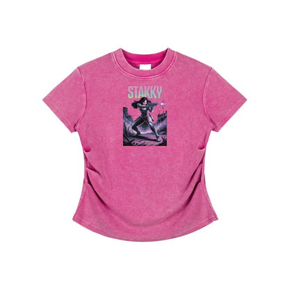 Stakky Season 2 Vintaged-Wash Bodycon Cotton T-Shirt