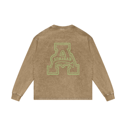 Aonaran Elementals Acid Wash Oversize Long Sleeve T-Shirt