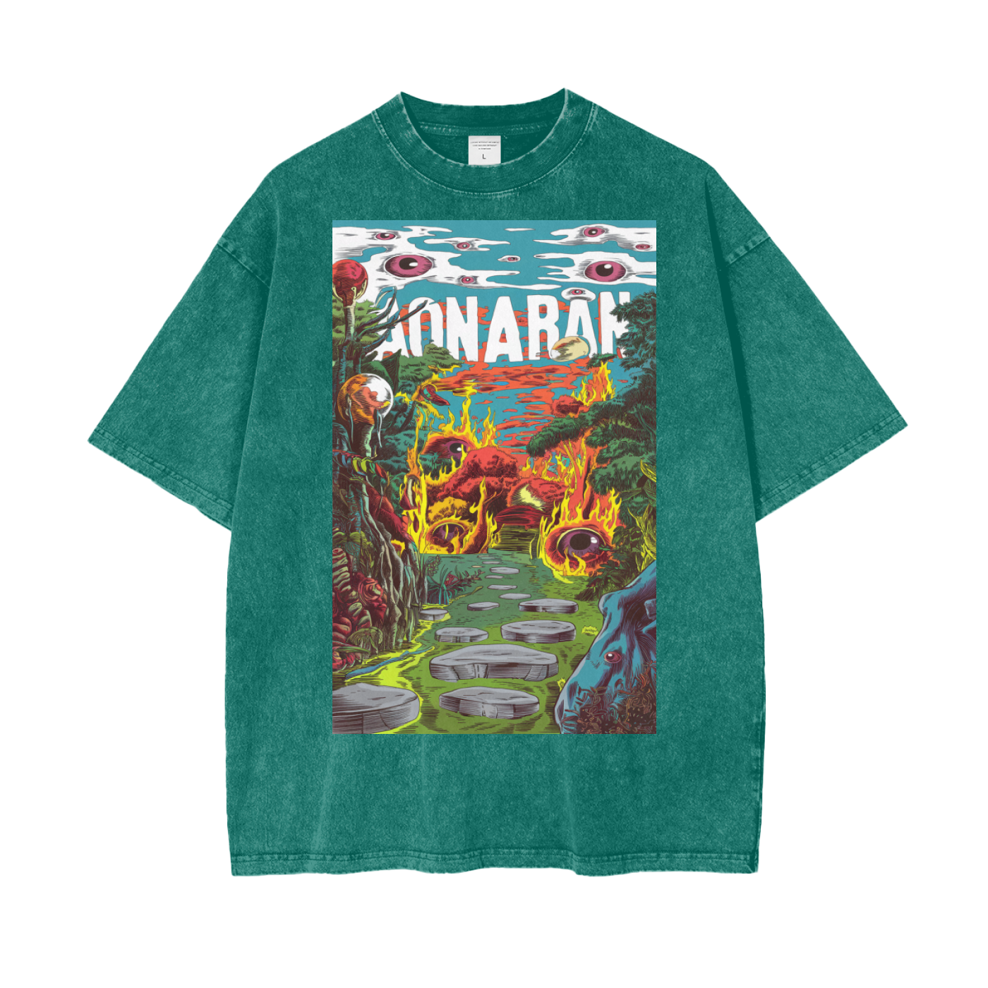 Aonaran Graphic Acid Wash Oversize T-Shirt