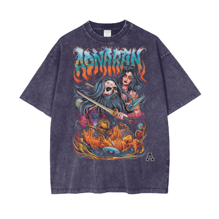 Aonaran Graphic Acid Wash Oversize T-Shirt