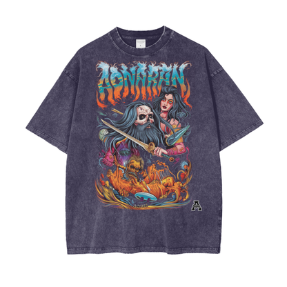 Aonaran Graphic Acid Wash Oversize T-Shirt
