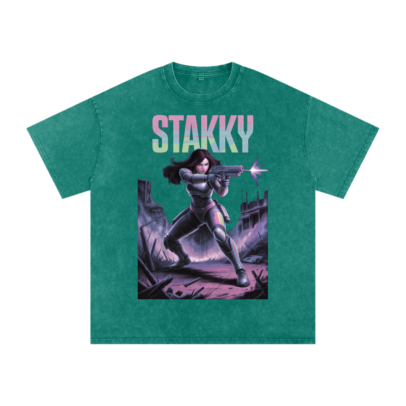 Stakky Season 2 Acid Wash Oversize T-Shirt
