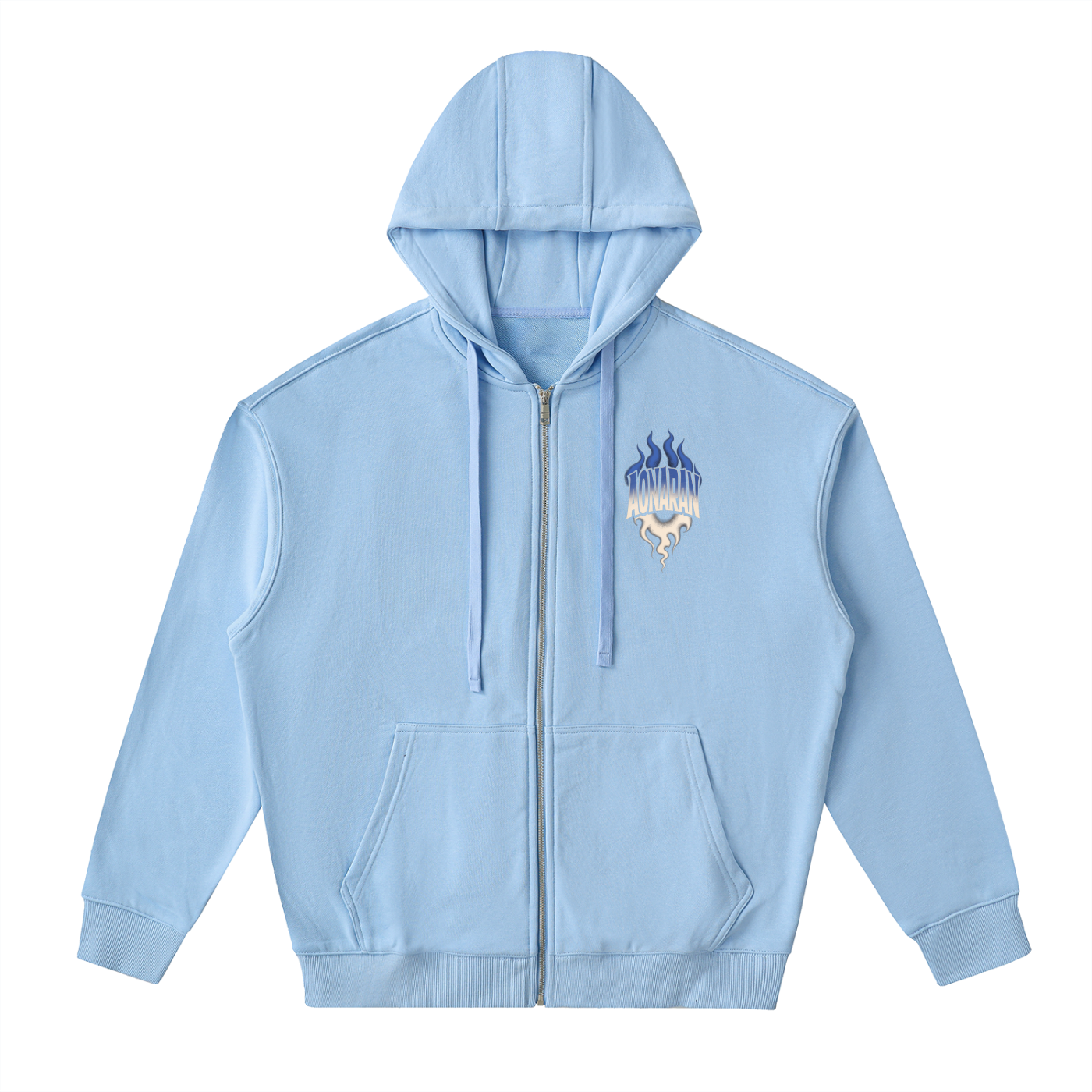 Aonaran Varsity Drop-Shoulder Zip Up Hoodie