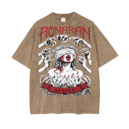 Aonaran Graphic Acid Wash Oversize T-Shirt