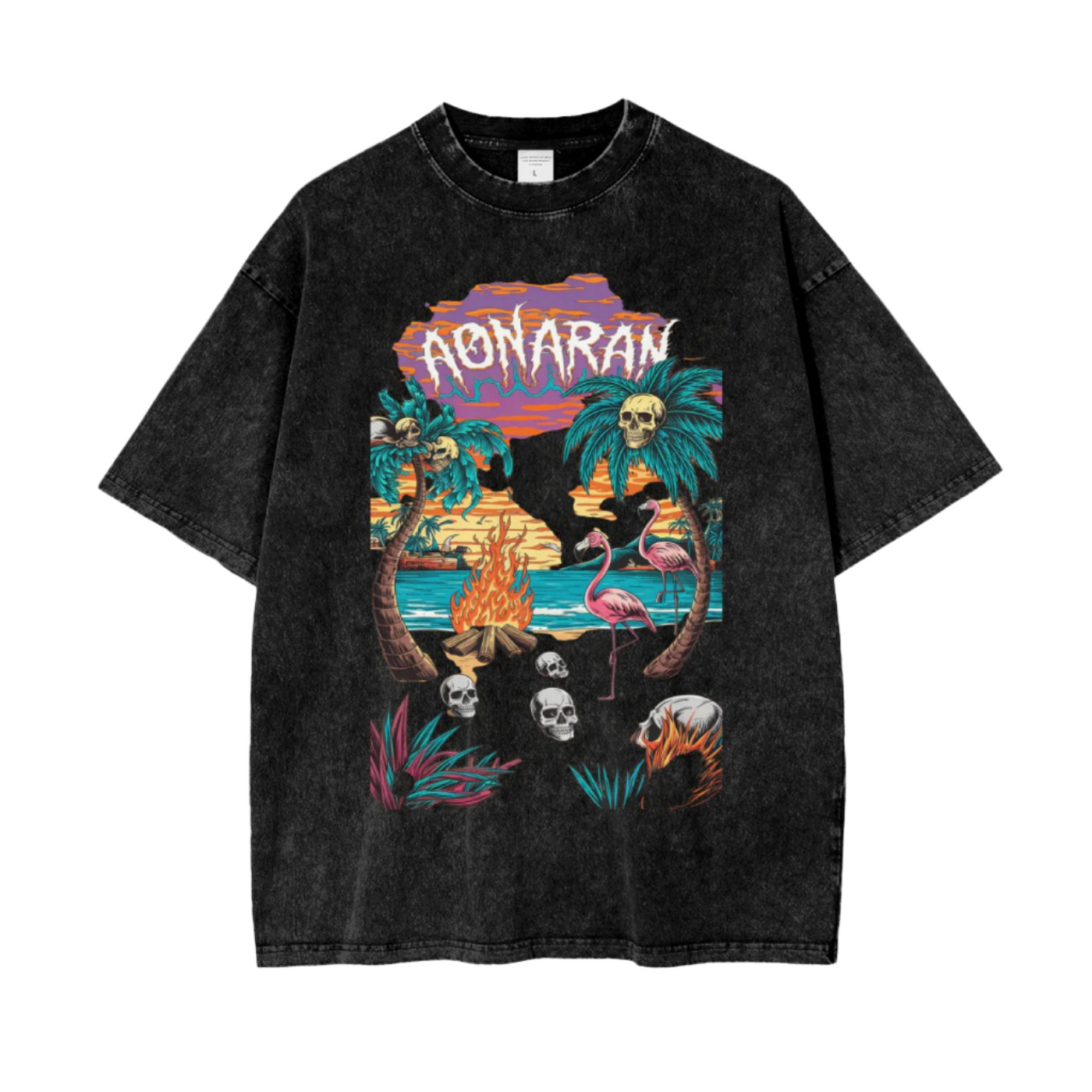 Aonaran Graphic Acid Wash Oversize T-Shirt