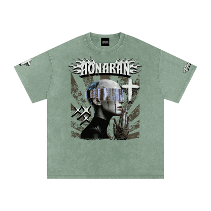 Smiling Tyrant Snow Washed Oversized Cotton T-Shirt