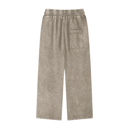 Disconnected Acid Wash Straight Leg Pants