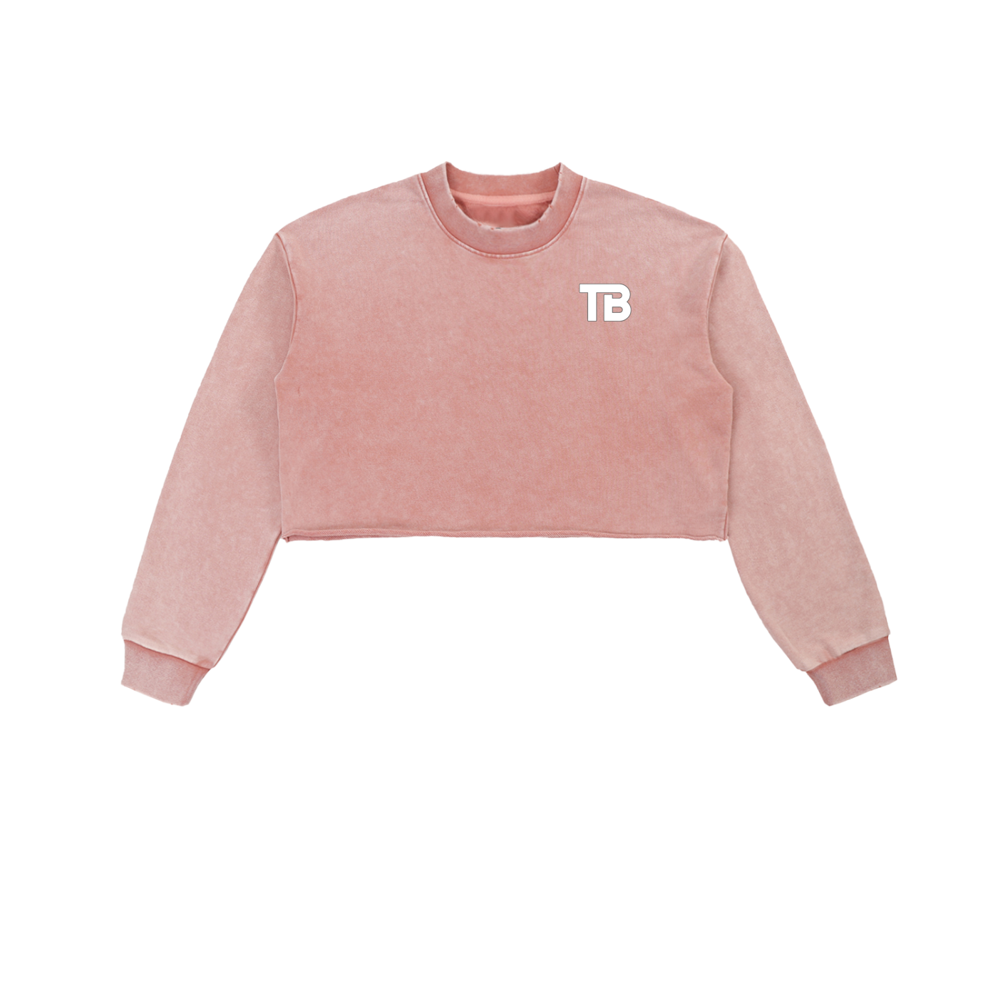 ThunderBuddies Snow Washed Raw Edge Cropped Sweatshirt