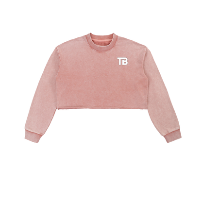 ThunderBuddies Snow Washed Raw Edge Cropped Sweatshirt
