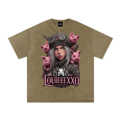 Louieeexxo Snow Washed Oversized Cotton T-Shirt