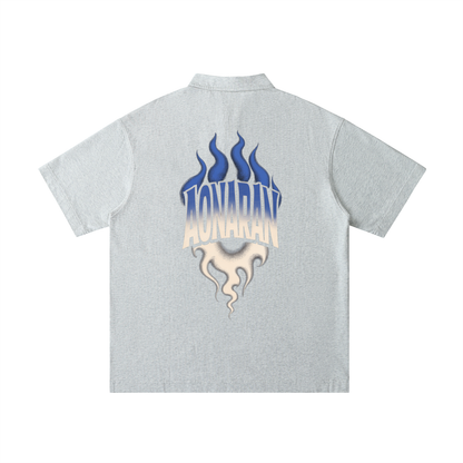 Aonaran Varsity Loose Cotton Short-Sleeve Polo Shirt