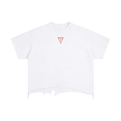 Aonaran NevaeH Vintage Wash Boxy Distressed Hem T-Shirt