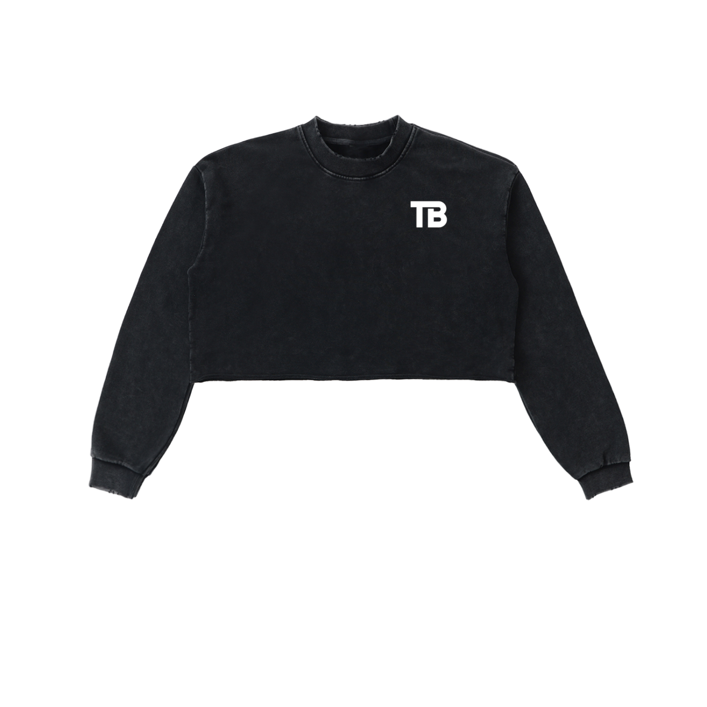 ThunderBuddies Snow Washed Raw Edge Cropped Sweatshirt