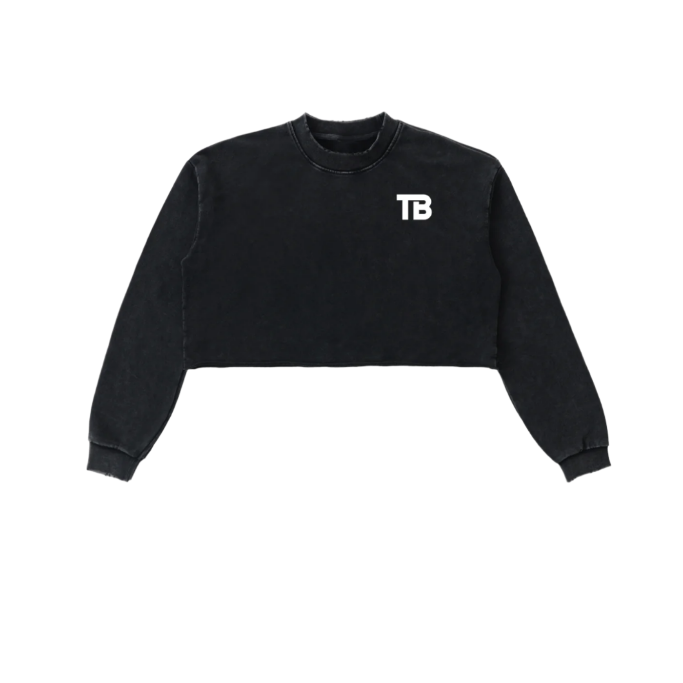ThunderBuddies Snow Washed Raw Edge Cropped Sweatshirt