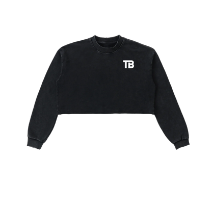 ThunderBuddies Snow Washed Raw Edge Cropped Sweatshirt