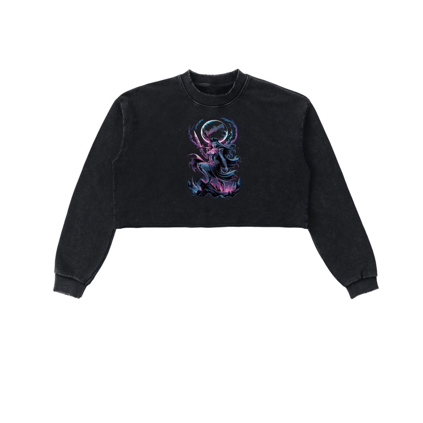 BaddieBreezy Snow Washed Raw Edge Cropped Sweatshirt