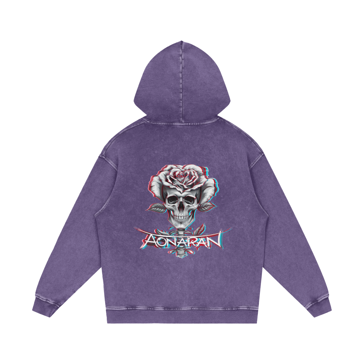 Aonaran 3D Bone Acid Wash Oversize Hoodie