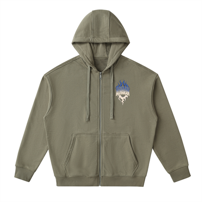 Aonaran Varsity Drop-Shoulder Zip Up Hoodie