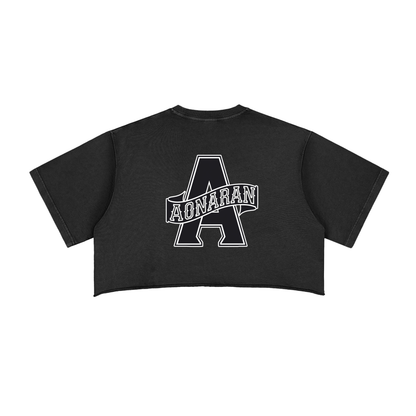 Aonaran 1 OFF Snow Washed Raw Edge Crop Top