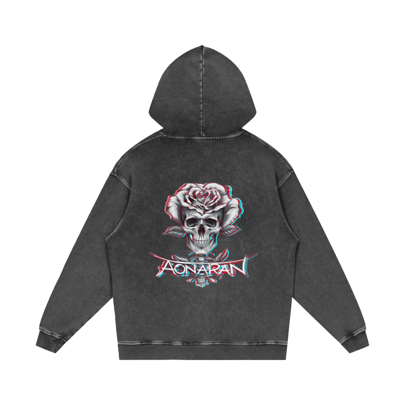 Aonaran 3D Bone Acid Wash Oversize Hoodie