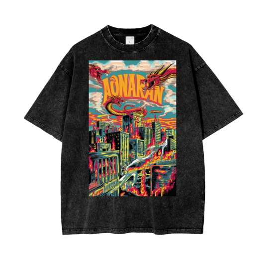 Aonaran Graphic Acid Wash Oversize T-Shirt