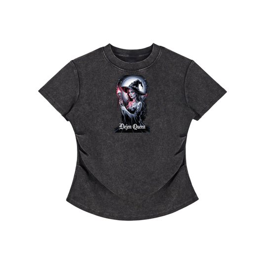 Dejen Season 3 Vintaged-Wash Bodycon Cotton T-Shirt