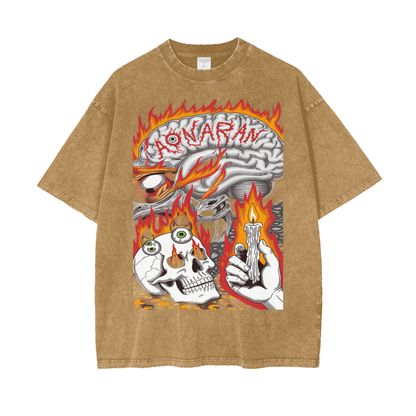 Aonaran Graphic Acid Wash Oversize T-Shirt