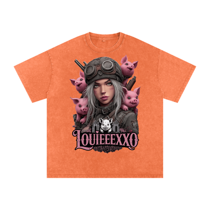 Louieeexxo Snow Washed Oversized Cotton T-Shirt