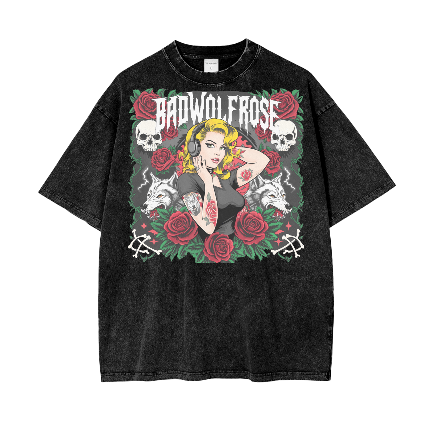 BadWolfRose Oversize Snow Washed T-Shirt