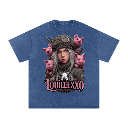 Louieeexxo Snow Washed Oversized Cotton T-Shirt