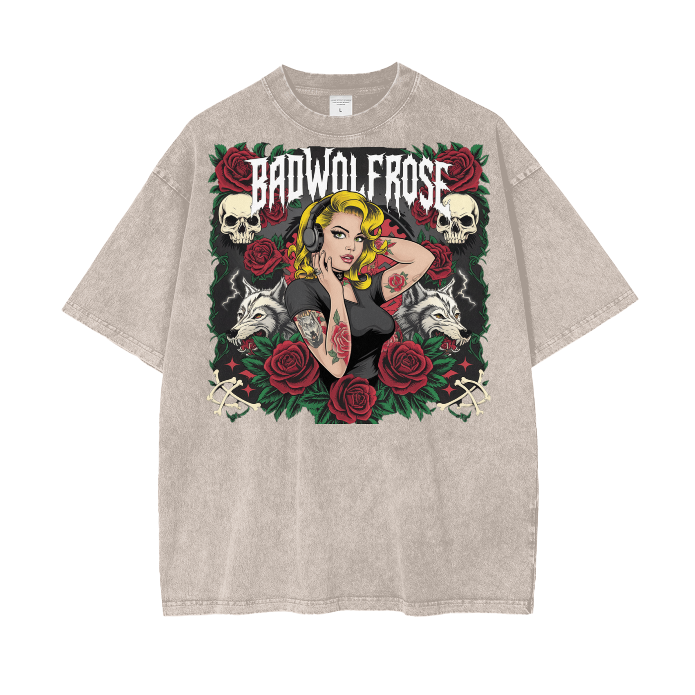 BadWolfRose Oversize Snow Washed T-Shirt