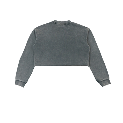 Stakky Season 2 Snow Washed Raw Edge Cropped Sweatshirt
