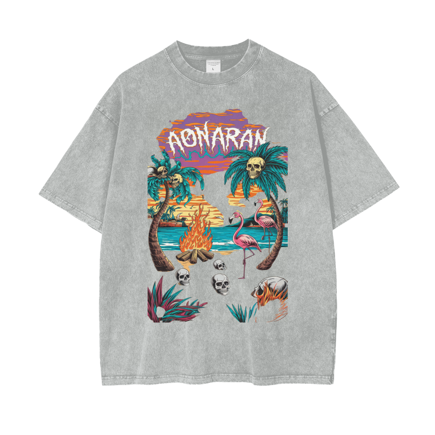 Aonaran Graphic Acid Wash Oversize T-Shirt